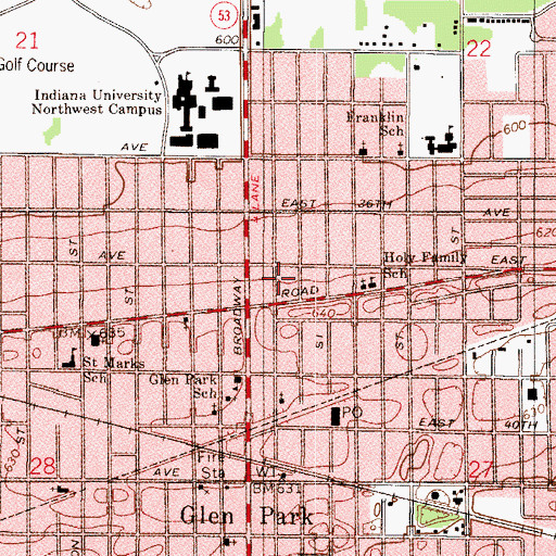 Topographic Map of Latter Rain Church of God, IN