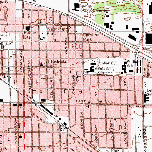 Topographic Map of New Mount Moriah Baptist Church, IN