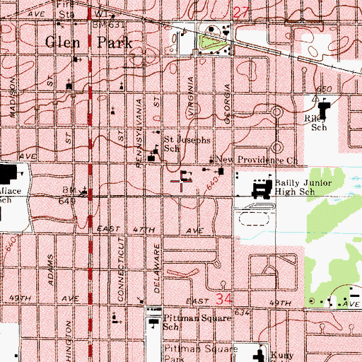 Topographic Map of Protection of Virgin Mary Church, IN