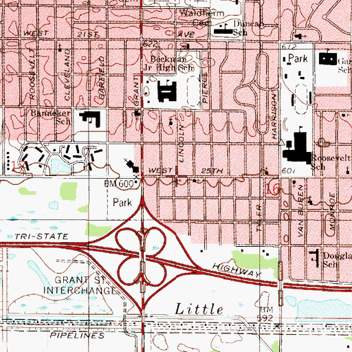 Topographic Map of Saint James Baptist Church, IN
