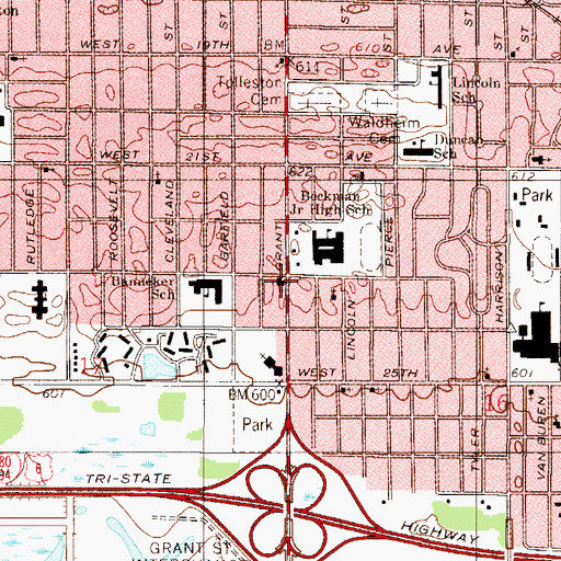 Topographic Map of Saint Paul Baptist Church, IN