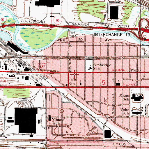 Topographic Map of Temple Penecostal Nueva, IN