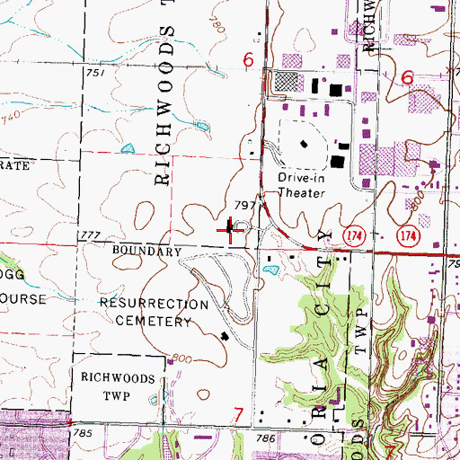 Topographic Map of American Mausoleum, IL