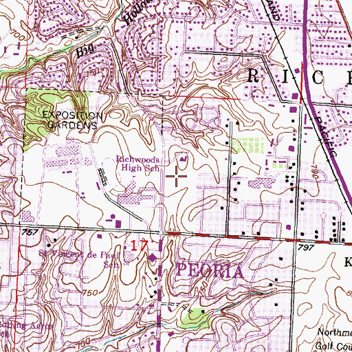 Topographic Map of North University Post Office, IL
