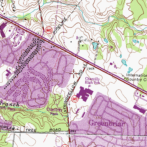 Topographic Map of Chantilly Regional Library, VA