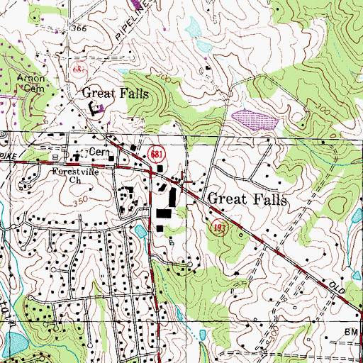 Topographic Map of Great Falls Library, VA