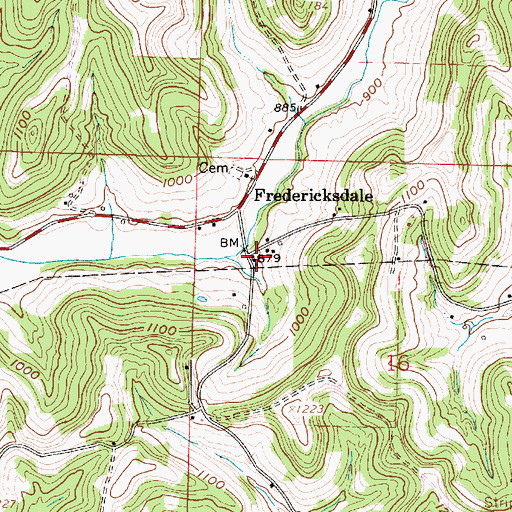 Topographic Map of Fredericksdale Post Office (historical), OH