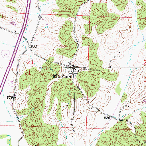 Topographic Map of Mount Zion Post Office (historical), OH