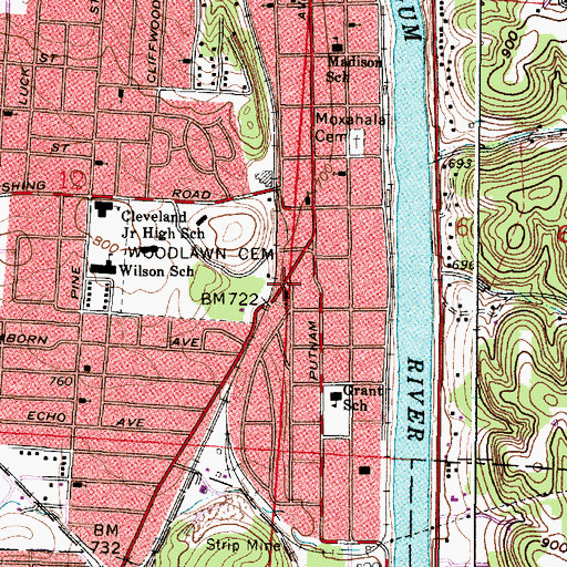 Topographic Map of Putnam Post Office (historical), OH