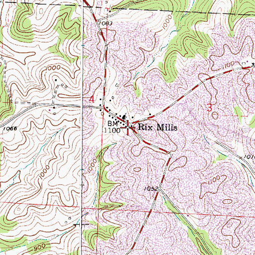 Topographic Map of Rix Mills Post Office (historical), OH