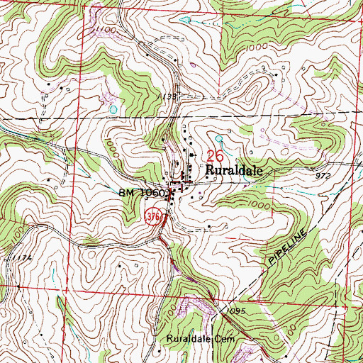 Topographic Map of Ruraldale Post Office (historical), OH