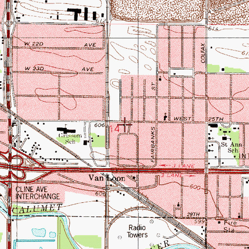 Topographic Map of Calvary Assembly of God Church, IN