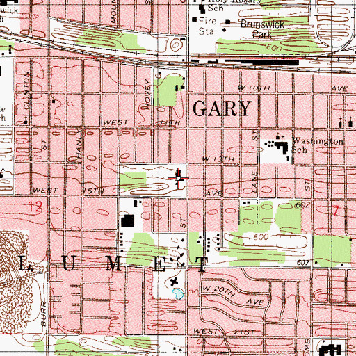 Topographic Map of Evening Star Missionary Baptist Church, IN