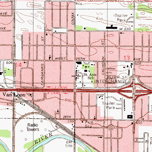 Topographic Map of Faith Lutheran Church, IN