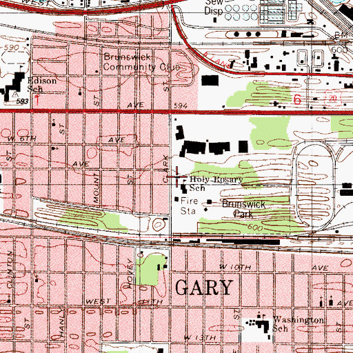Topographic Map of Holy Rosary Church, IN