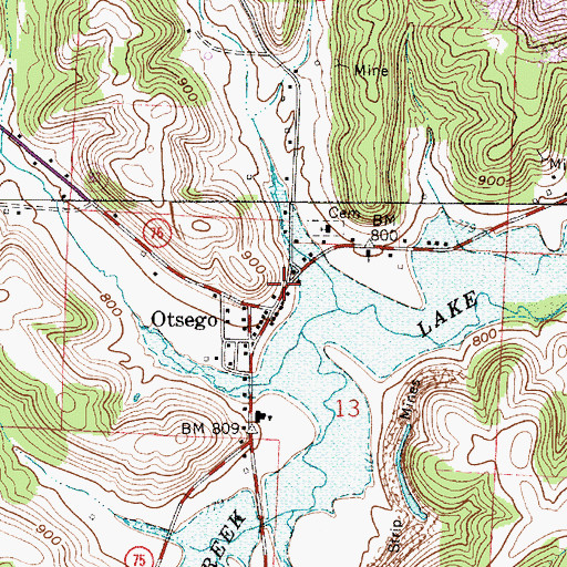 Topographic Map of Otsego Post Office (historical), OH