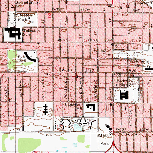 Topographic Map of Old Path Church of Holiness, IN