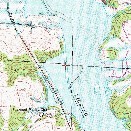 Topographic Map of Pleasant Valley Post Office (historical), OH