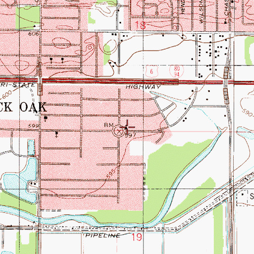 Topographic Map of Pleasant Valley Missionary Baptist Church, IN