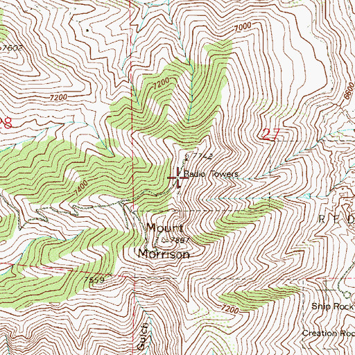Topographic Map of KVOD-FM (Denver), CO