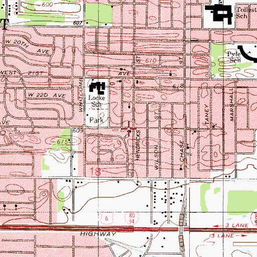 Topographic Map of Wildwood Church of Christ, IN
