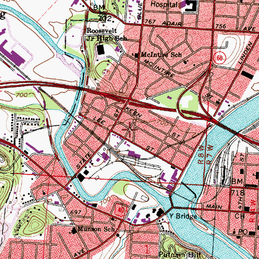 Topographic Map of West Zanesville Post Office (historical), OH
