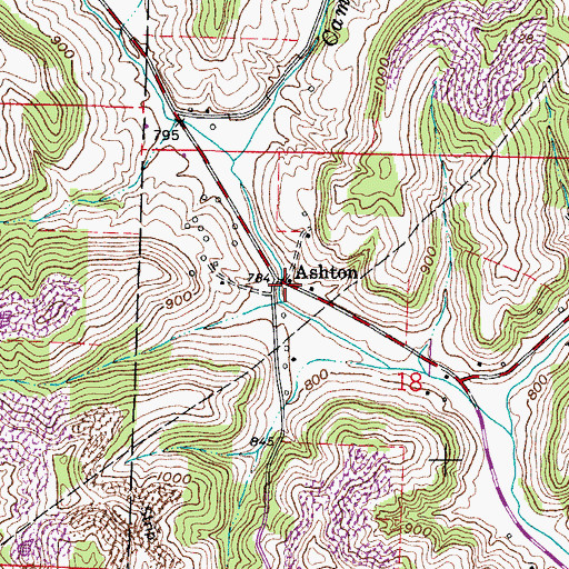 Topographic Map of Ashton Post Office (historical), OH