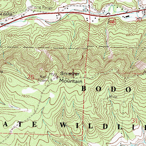 Topographic Map of KIQX-FM (Durango), CO