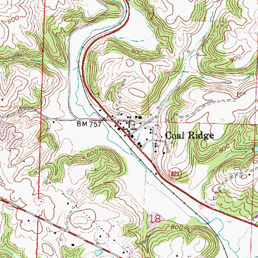 Topographic Map of Coalridge Post Office (historical), OH