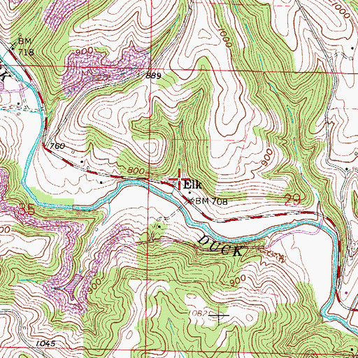 Topographic Map of Elk Post Office (historical), OH