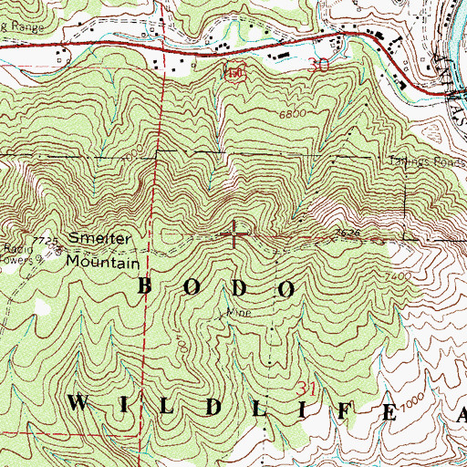 Topographic Map of KRSJ-FM (Durango), CO