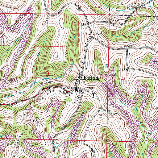 Topographic Map of Fulda Post Office (historical), OH