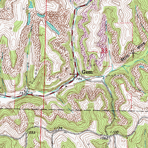 Topographic Map of Gem Post Office (historical), OH