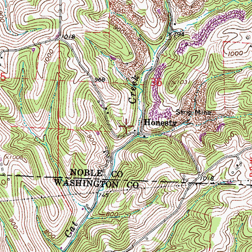 Topographic Map of Honesty Post Office (historical), OH