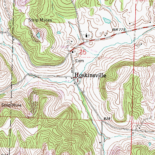 Topographic Map of Hoskinsville Post Office (historical), OH