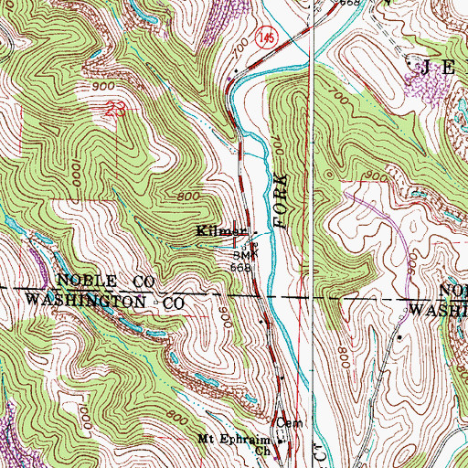 Topographic Map of Kilmer Post Office (historical), OH