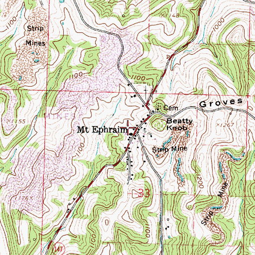 Topographic Map of Mount Ephraim Post Office (historical), OH
