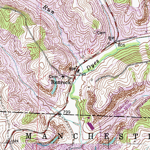 Topographic Map of Renrock Post Office (historical), OH