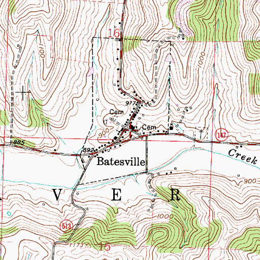 Topographic Map of Batesville Post Office, OH