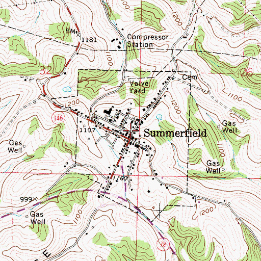 Topographic Map of Summerfield Post Office, OH