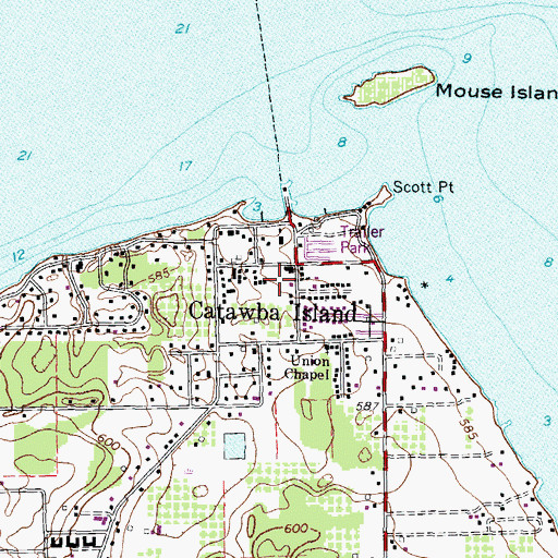 Topographic Map of Catawba Island Post Office, OH