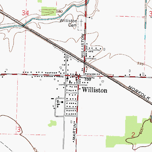 Topographic Map of Williston Post Office, OH