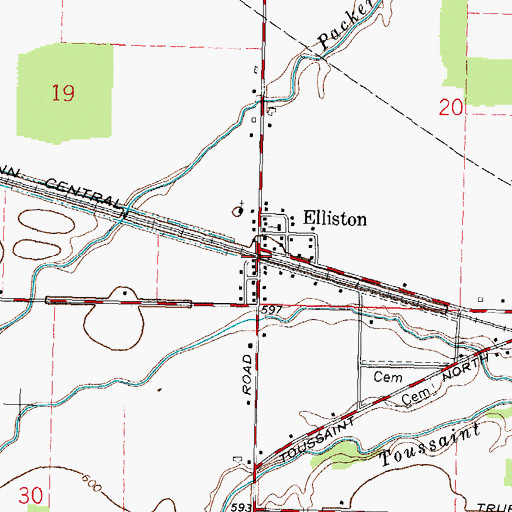 Topographic Map of Elliston Post Office, OH