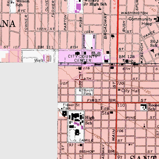 Topographic Map of Ronald W Reagan Federal Courthouse, CA