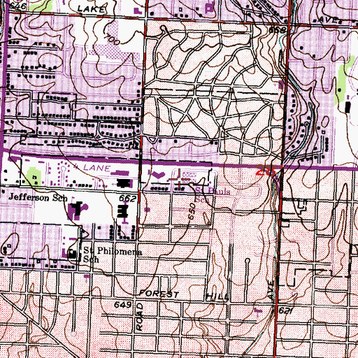 Topographic Map of Saint Pauls Episcopal Church, IL