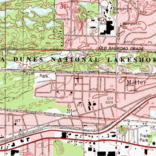 Topographic Map of Chapel of the Dunes Church, IN