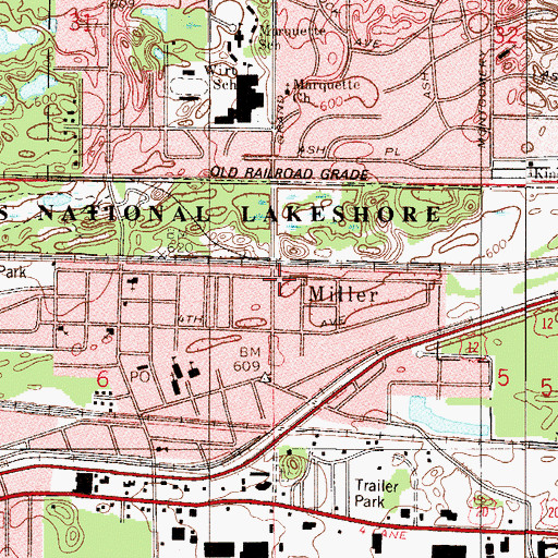 Topographic Map of Miller Baptist Church (historical), IN