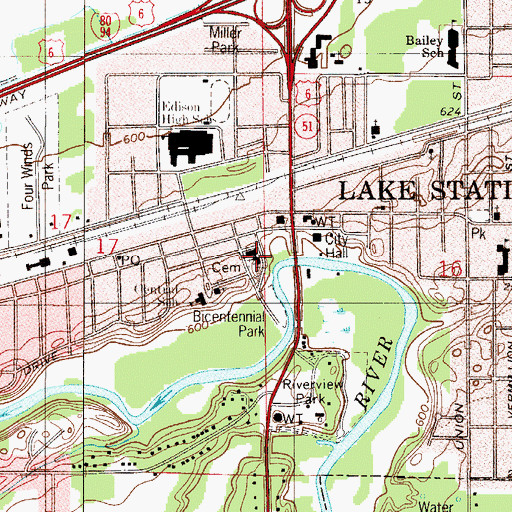 Topographic Map of Saint Francis Xavier Roman Catholic Church, IN
