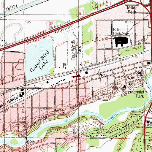 Topographic Map of Central Shopping Center, IN