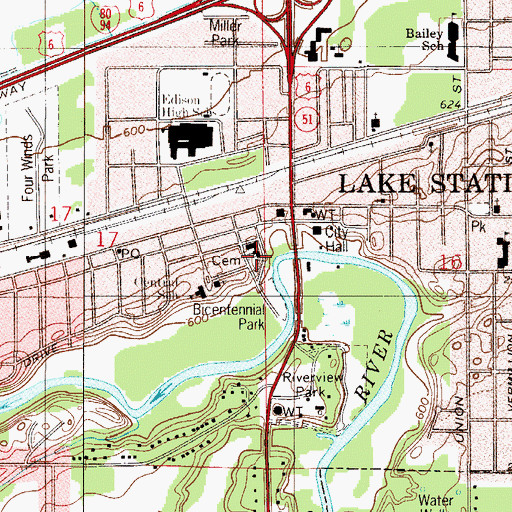 Topographic Map of Saint Francis Xavier Roman Catholic School, IN